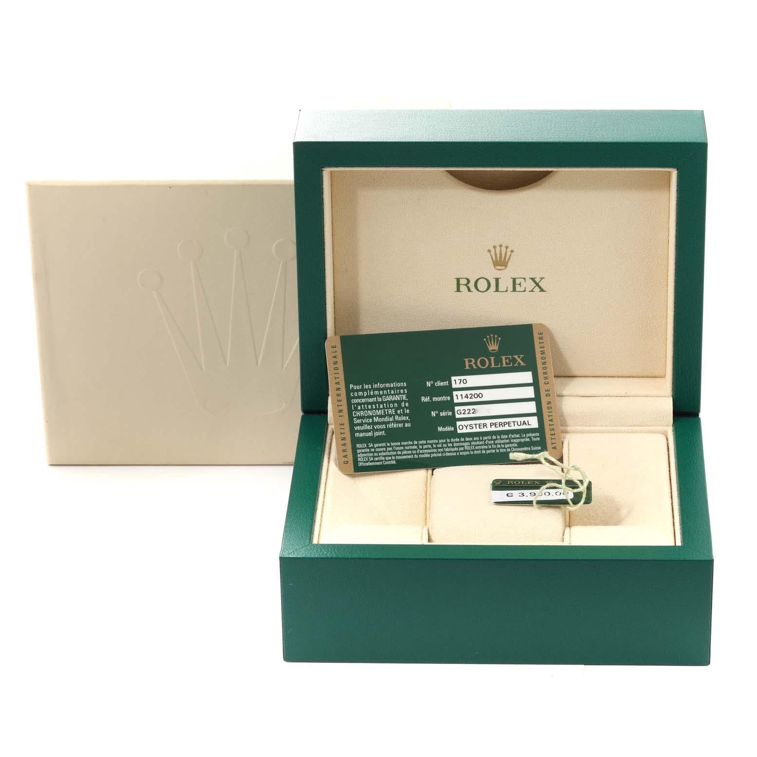 Rolex Air King Blue Concentric Dial Steel Mens Watch 114200 Box Card 7