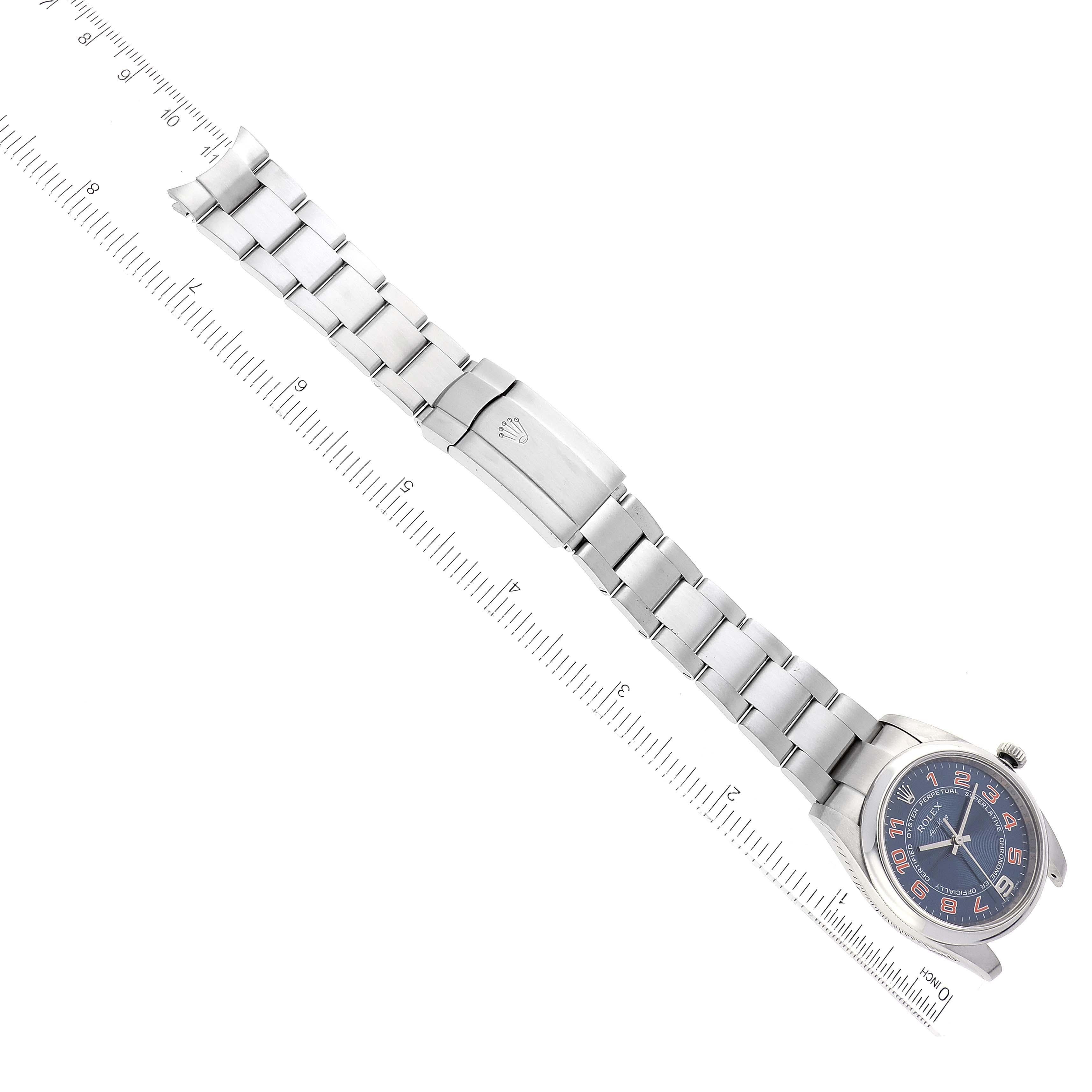 Rolex Air King Blue Concentric Dial Steel Mens Watch 114200 Box Card 6