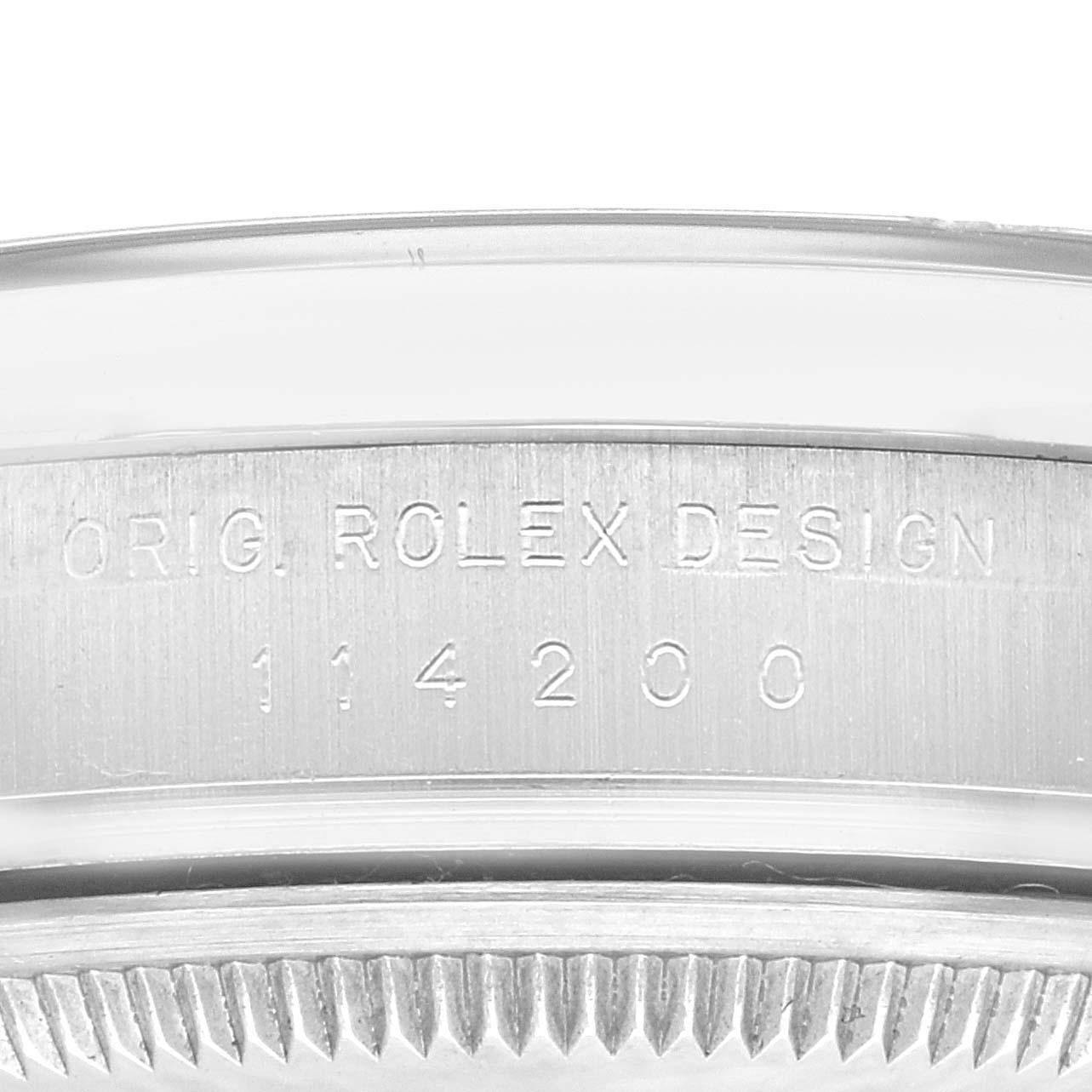 Rolex Air King Blue Concentric Dial Steel Mens Watch 114200 Box Card In Excellent Condition In Atlanta, GA