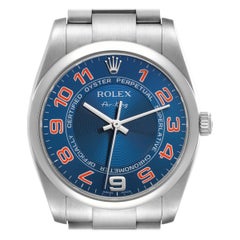 Rolex Air King Blaue Stahl-Herrenuhr 114200 Box Card mit konzentrischem Zifferblatt