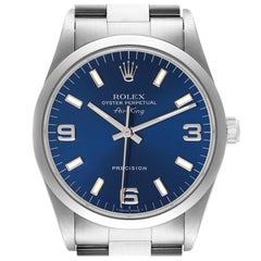 Rolex Air King Blue Dial Domed Bezel Steel Mens Watch 14000