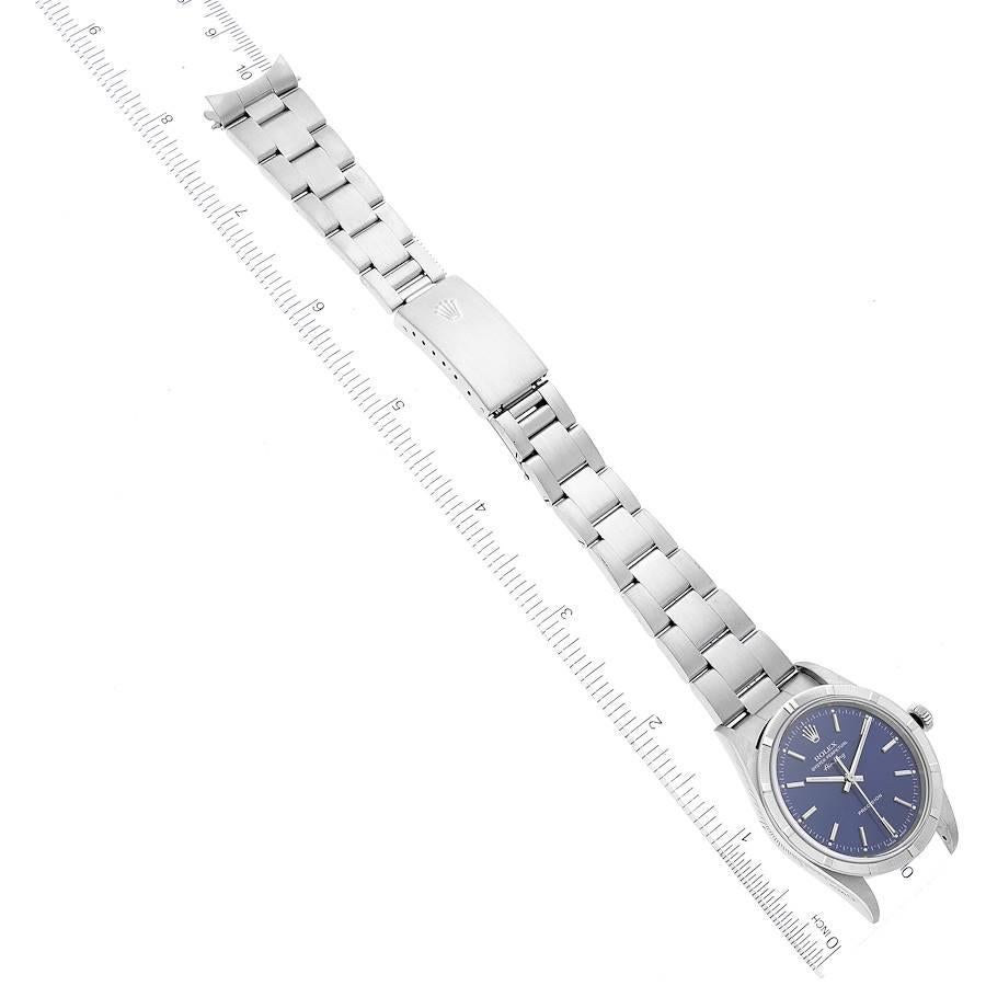 Rolex Air King Blaue Stahl-Herrenuhr 14010 mit gedrehtem Zifferblatt und gedrehter Lünette im Angebot 7
