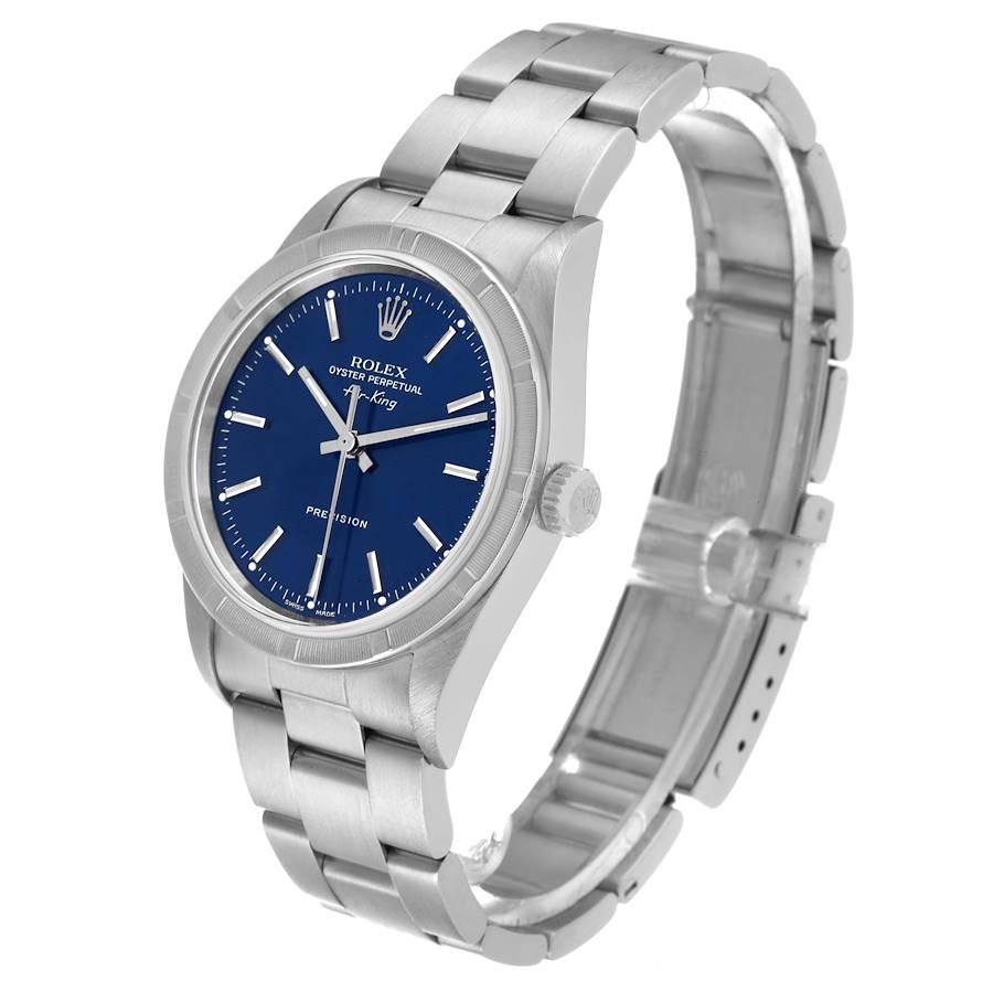 Rolex Air King Blaue Stahl-Herrenuhr 14010 mit gedrehtem Zifferblatt und gedrehter Lünette im Angebot 1
