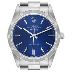 Rolex Air King Blaue Stahl-Herrenuhr 14010 mit gedrehtem Zifferblatt und gedrehter Lünette