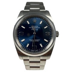 Rolex Air-King Blue Dial Ref. 114200 Box/Papers 34M Stainless Steel Smooth Bezel