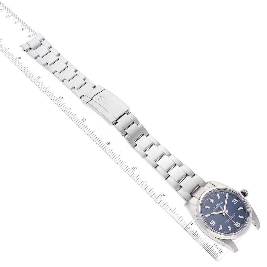 Rolex Air King Blaue Stahl-Herrenuhr mit Rauchglas-Lünette 114200 7