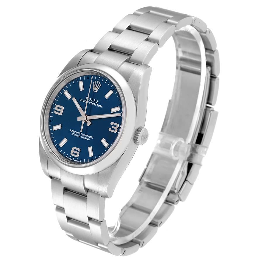 Rolex Air King Blaue Stahl-Herrenuhr mit Rauchglas-Lünette 114200 1