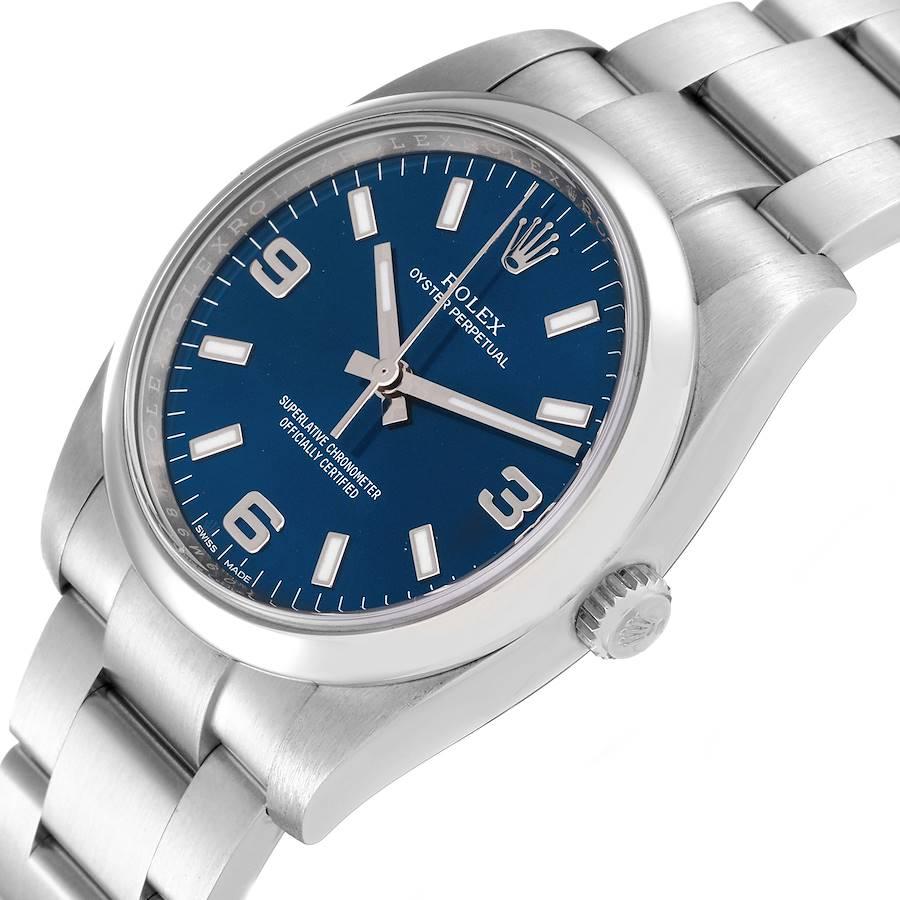 Rolex Air King Blaue Stahl-Herrenuhr mit Rauchglas-Lünette 114200 2