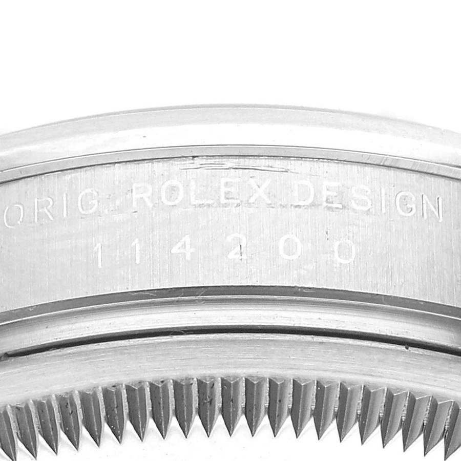Rolex Air King Blaue Stahl-Herrenuhr mit Rauchglas-Lünette 114200 4