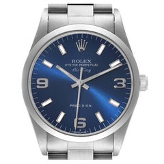 Rolex Air King Blue Dial Smooth Bezel Steel Mens Watch 14000