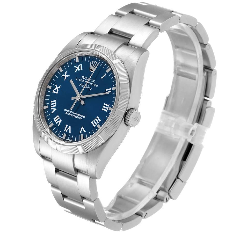 Rolex Air King Blue Roman Dial Steel Men's Watch 114210 Box 1