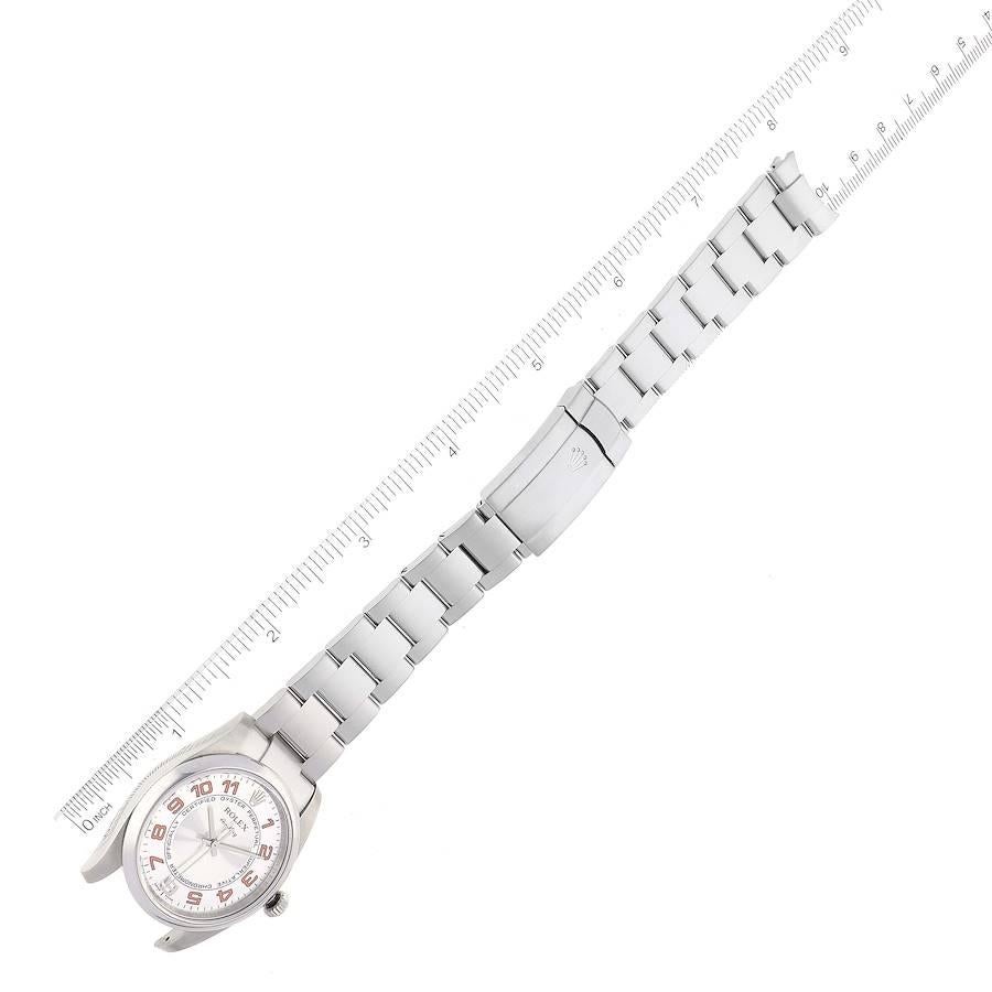 Rolex Air King Concentric Silber Orange Zifferblatt Herrenuhr 114200 Box Card im Angebot 7