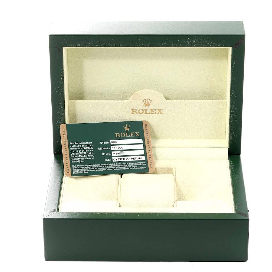 Rolex Air King Concentric Silber Orange Zifferblatt Herrenuhr 114200 Box Card im Angebot 9