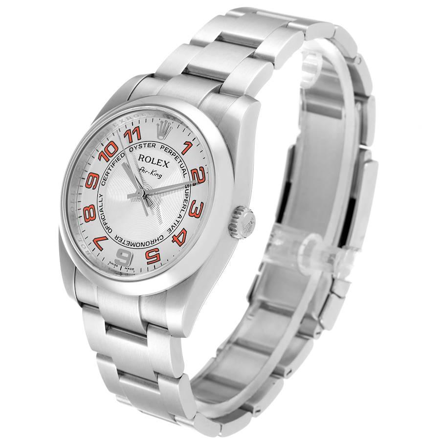 Rolex Air King Concentric Silber Orange Zifferblatt Herrenuhr 114200 Box Card im Angebot 1