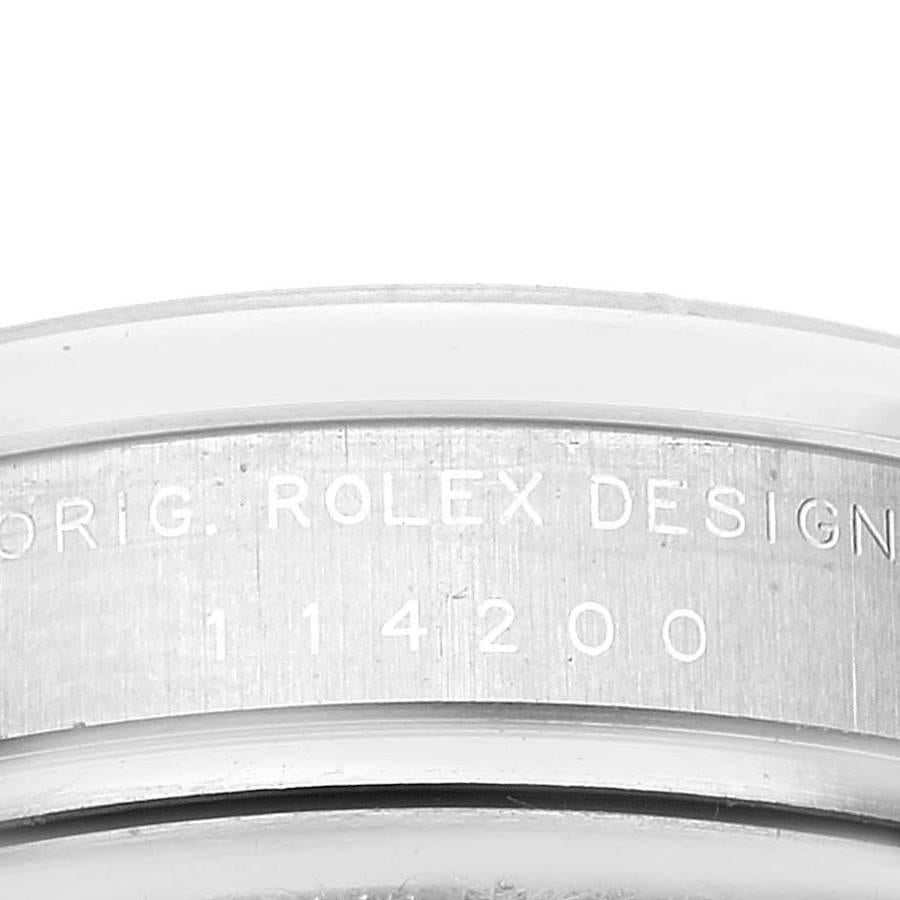 Rolex Air King Concentric Silber Orange Zifferblatt Herrenuhr 114200 Box Card im Angebot 4