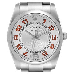 Rolex Air King Concentric Silber Orange Zifferblatt Herrenuhr 114200 Box Card