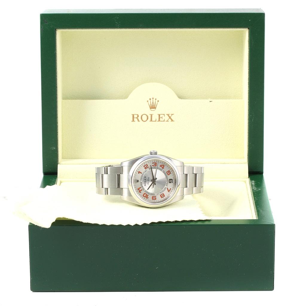 Rolex Air King Concentric Silver Orange Dial Unisex Watch 114200 8