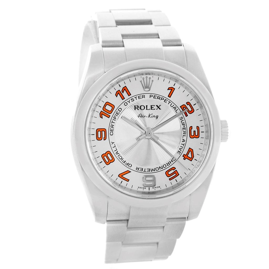 Rolex Air King Concentric Silver Orange Dial Unisex Watch 114200 4