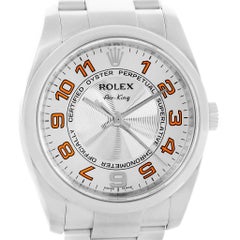 Rolex Air King Concentric Silver Orange Dial Unisex Watch 114200