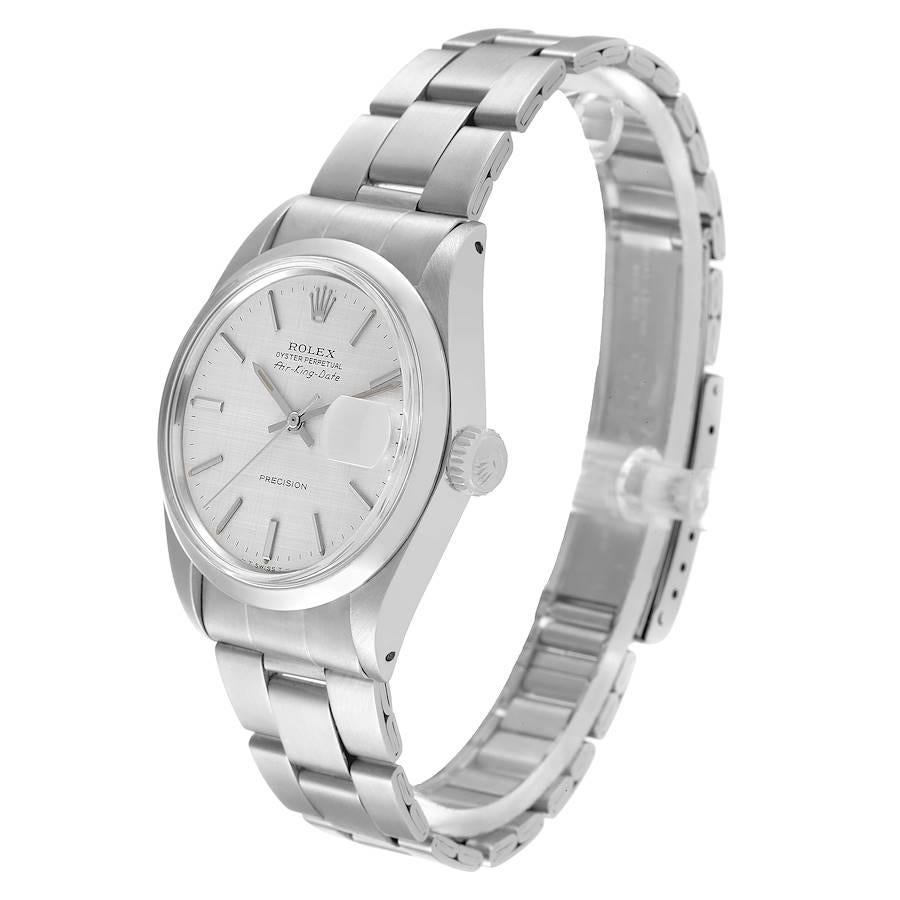 Men's Rolex Air King Date Stainless Steel Silver Linen Dial Vintage Mens Watch 5700