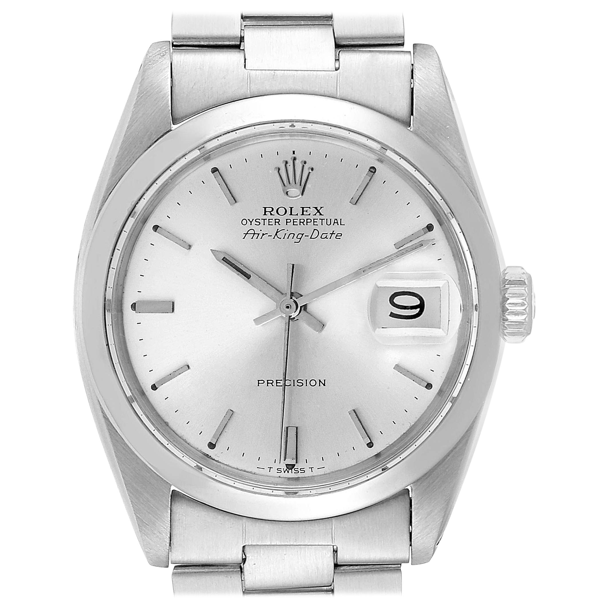 Rolex Air King Date Vintage Stainless Steel Silver Dial Men’s Watch 5700 For Sale