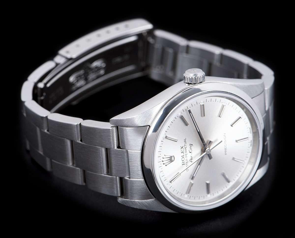Rolex Air-King Gents Stainless Steel Silver Dial 14000M In Excellent Condition In London, GB