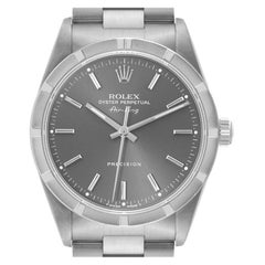 Rolex Air King Cadran gris Lunette tournante en acier Montre homme 14010