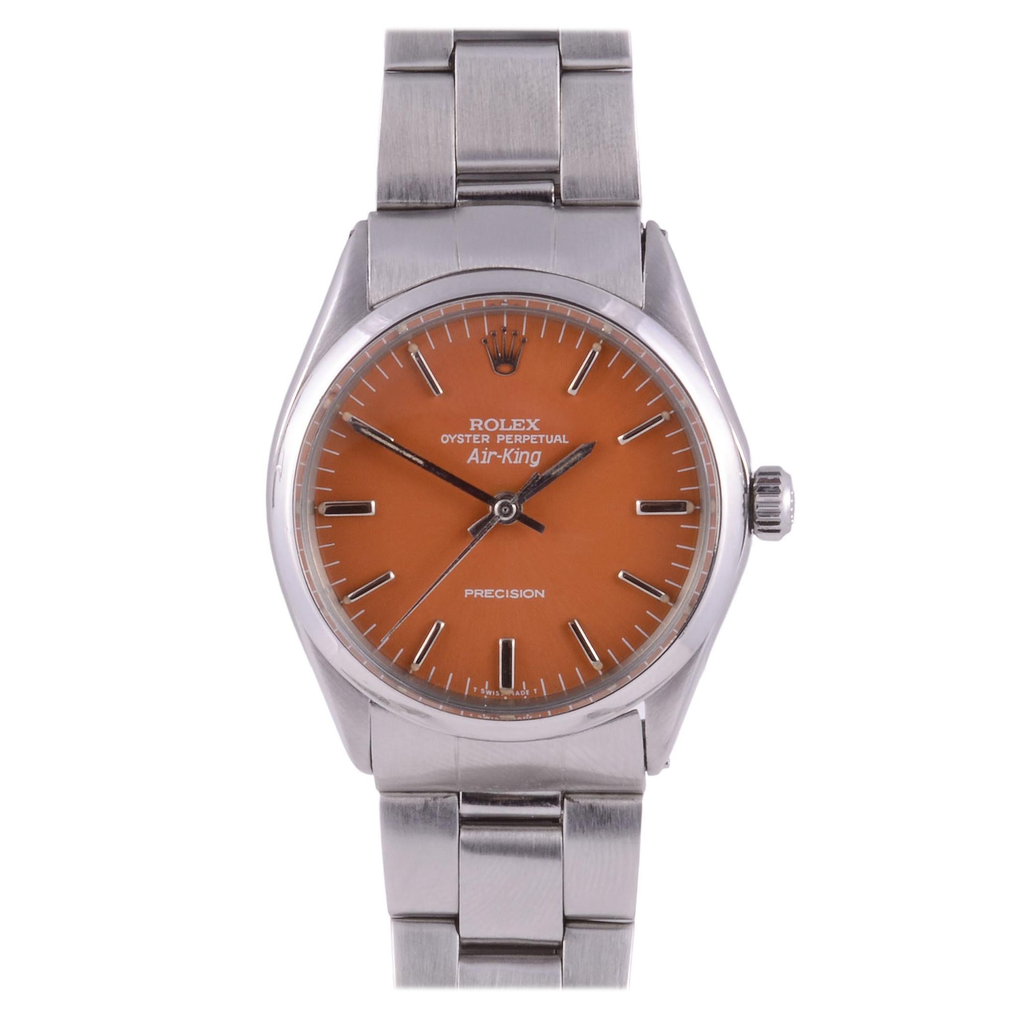 Rolex Air King Orange Dial Wrist Watch
