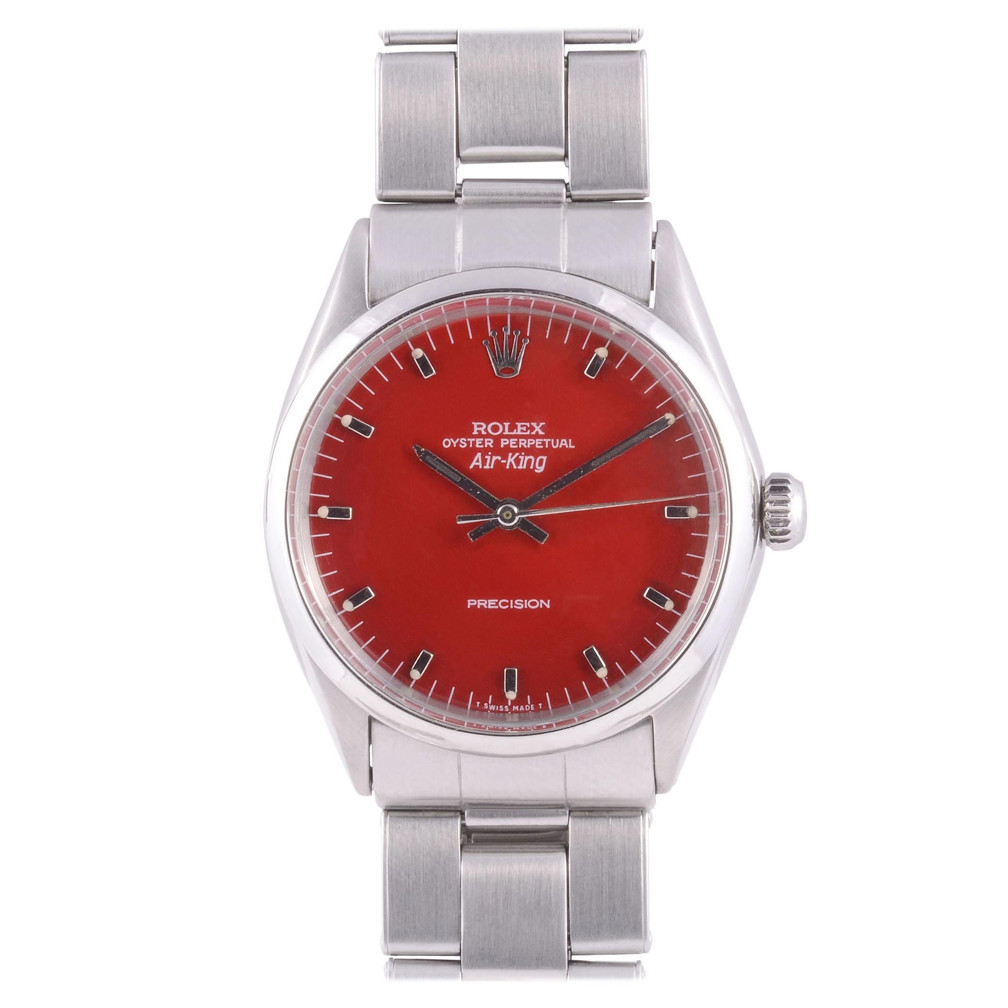 Rolex Air King Red Dial Wrist Watch