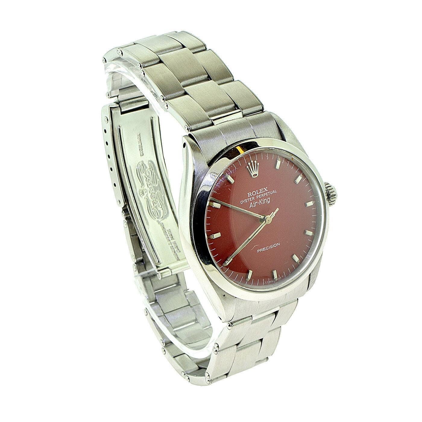 Brilliance Jewels, Miami
Questions? Call Us Anytime!
786,482,8100

Brand: Rolex

Model Name: Air King

Model Number: 5500

Movement: Automatic

Jewels: 26 Jewels 

Case Size: 34 mm 

Case Material: Stainless Steel

Dial Color: Maroon/Burgundy

Hour