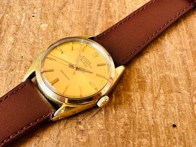 Rolex Air King Reference 5520 1960s Gold Capped Shell Champagne Dial 34mm  Montre En vente sur 1stDibs