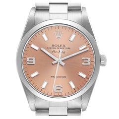 Rolex Air King Salmon Dial Smooth Bezel Steel Mens Watch 14000