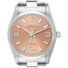 Rolex Air King Salmon Dial Smooth Bezel Steel Mens Watch 14000