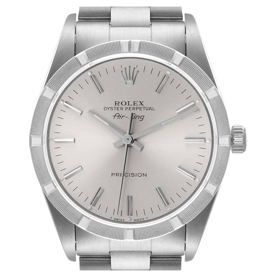 Rolex Air King Vintage Silver Linen Dial Steel Men’s Watch 5500 at 1stDibs