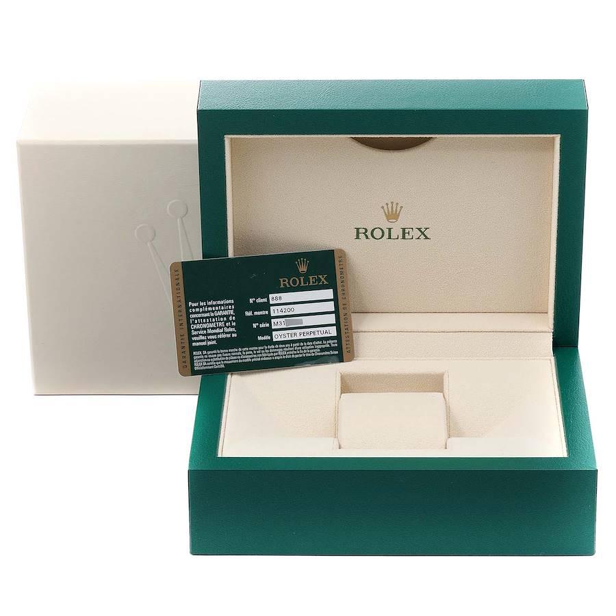 Rolex Air King Silver Dial Blue Hour Markers Steel Watch 114200 Box Card For Sale 5