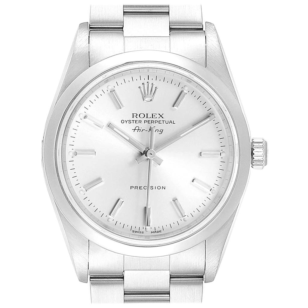 Rolex Air King Silver Dial Domed Bezel Steel Men's Watch 14000 For Sale