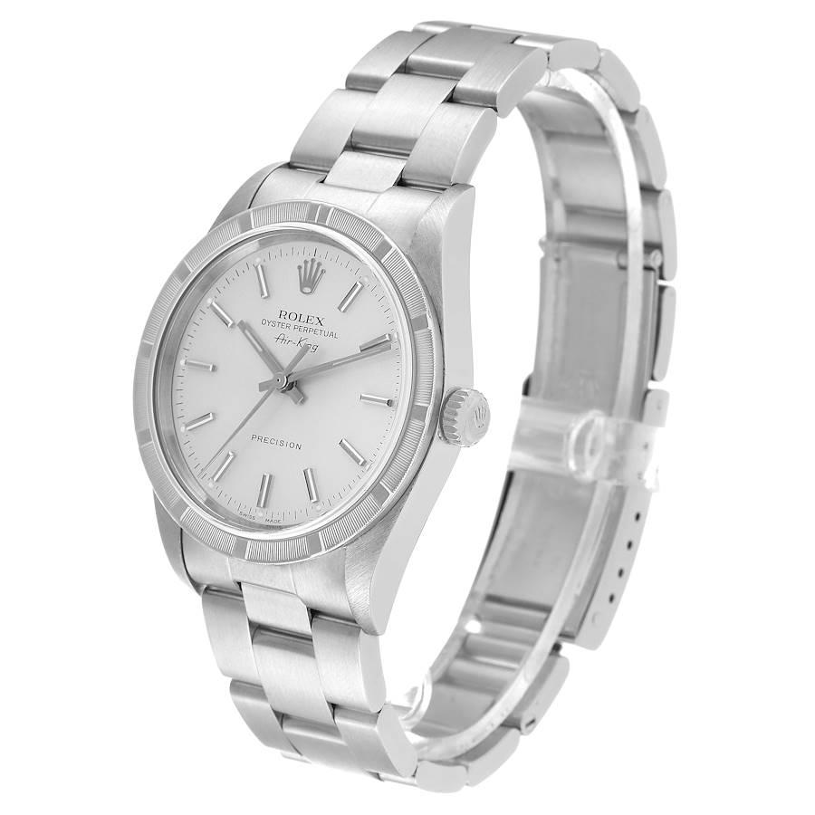 Rolex Air King Stahl-Herrenuhr 14010 mit silbernem Zifferblatt und gedrechselter Lünette im Angebot 1