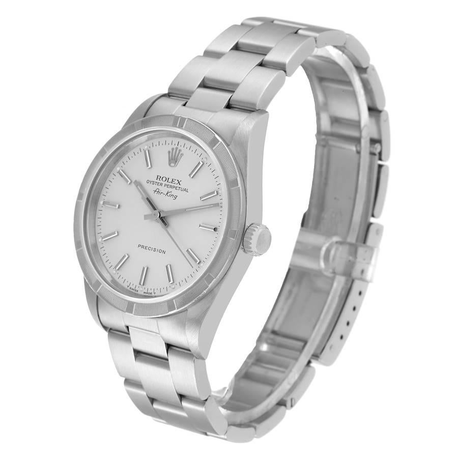 Rolex Air King Stahl-Herrenuhr 14010 mit silbernem Zifferblatt und gedrechselter Lünette 1