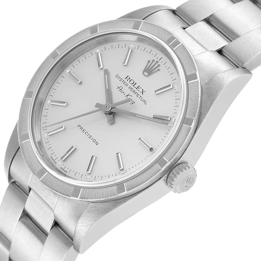Rolex Air King Stahl-Herrenuhr 14010 mit silbernem Zifferblatt und gedrechselter Lünette im Angebot 2