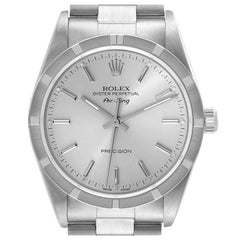 Rolex Air King Silver Dial Engine Turned Bezel Steel Mens Watch 14010