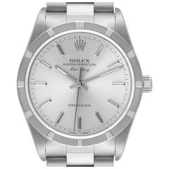 Rolex Air King Cadran Silver Lunette Tournée Acier Montre Homme 14010