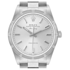 Rolex Air King Stahl-Herrenuhr 14010 mit silbernem Zifferblatt und gedrechselter Lünette