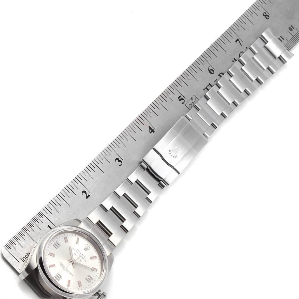 Rolex Air King Silver Dial Pink Baton Markers Unisex Watch 114200 For Sale 5