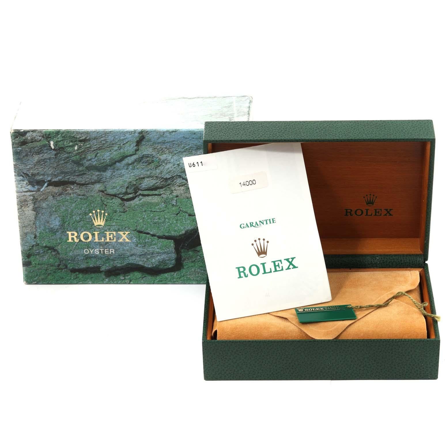 Rolex Air King Silber Zifferblatt Rauchglas Lünette Stahl Herrenuhr 14000 Box Papiere im Angebot 8