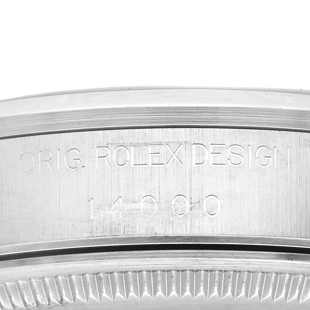 Rolex Air King Silber Zifferblatt Rauchglas Lünette Stahl Herrenuhr 14000 Box Papiere im Angebot 3
