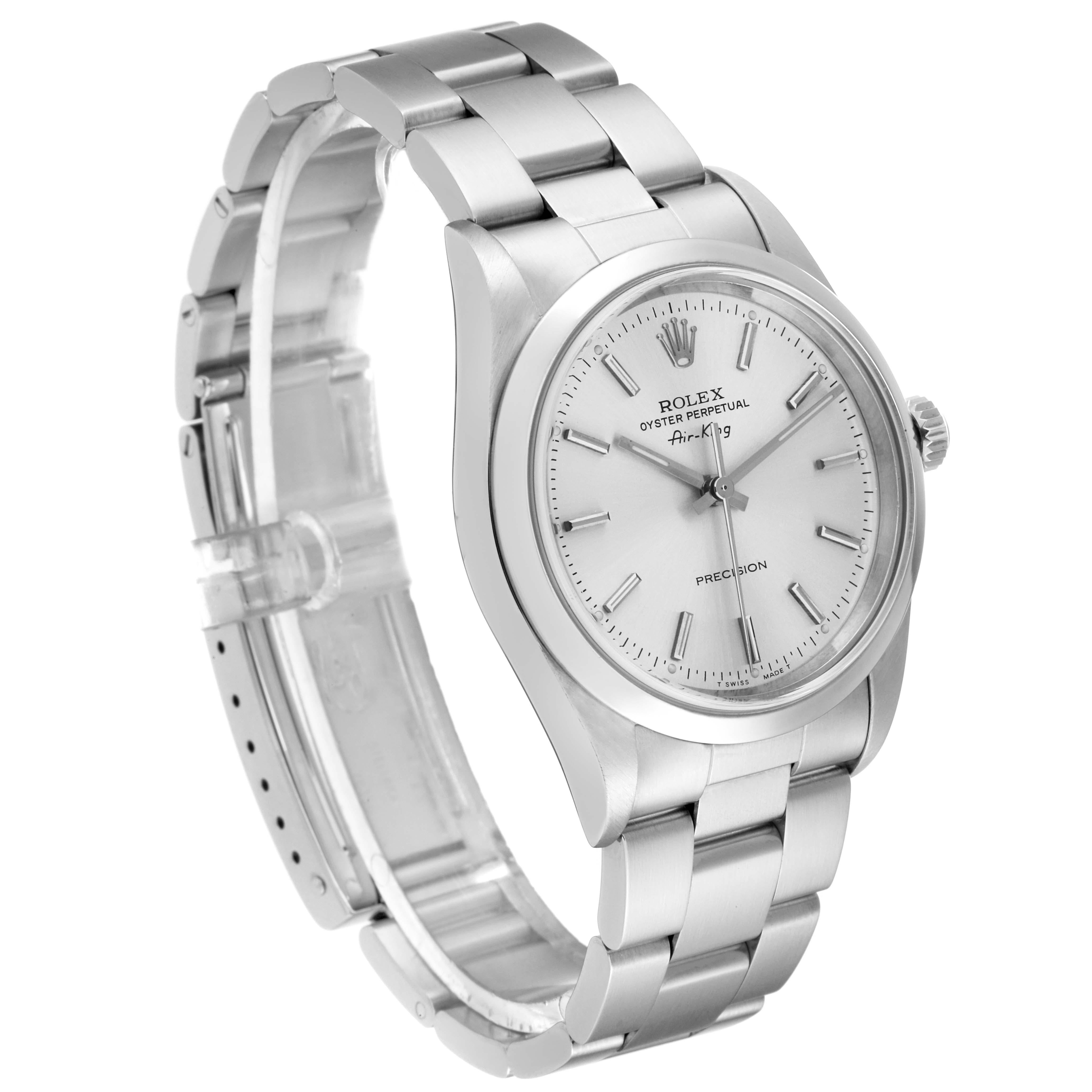 Rolex Air King Silver Dial Smooth Bezel Steel Mens Watch 14000 In Excellent Condition In Atlanta, GA