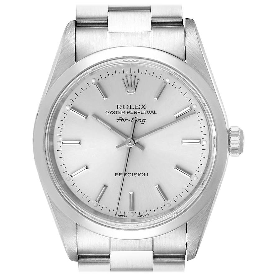 Rolex Air King Silver Dial Smooth Bezel Steel Men's Watch 14000