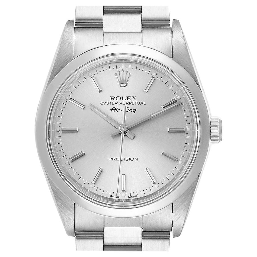 Rolex Air King Silver Dial Smooth Bezel Steel Men's Watch 14000