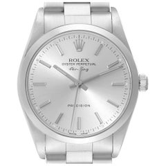Rolex Air King Silver Dial Smooth Bezel Steel Mens Watch 14000