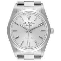 Rolex Air King Silver Dial Smooth Bezel Steel Mens Watch 14000